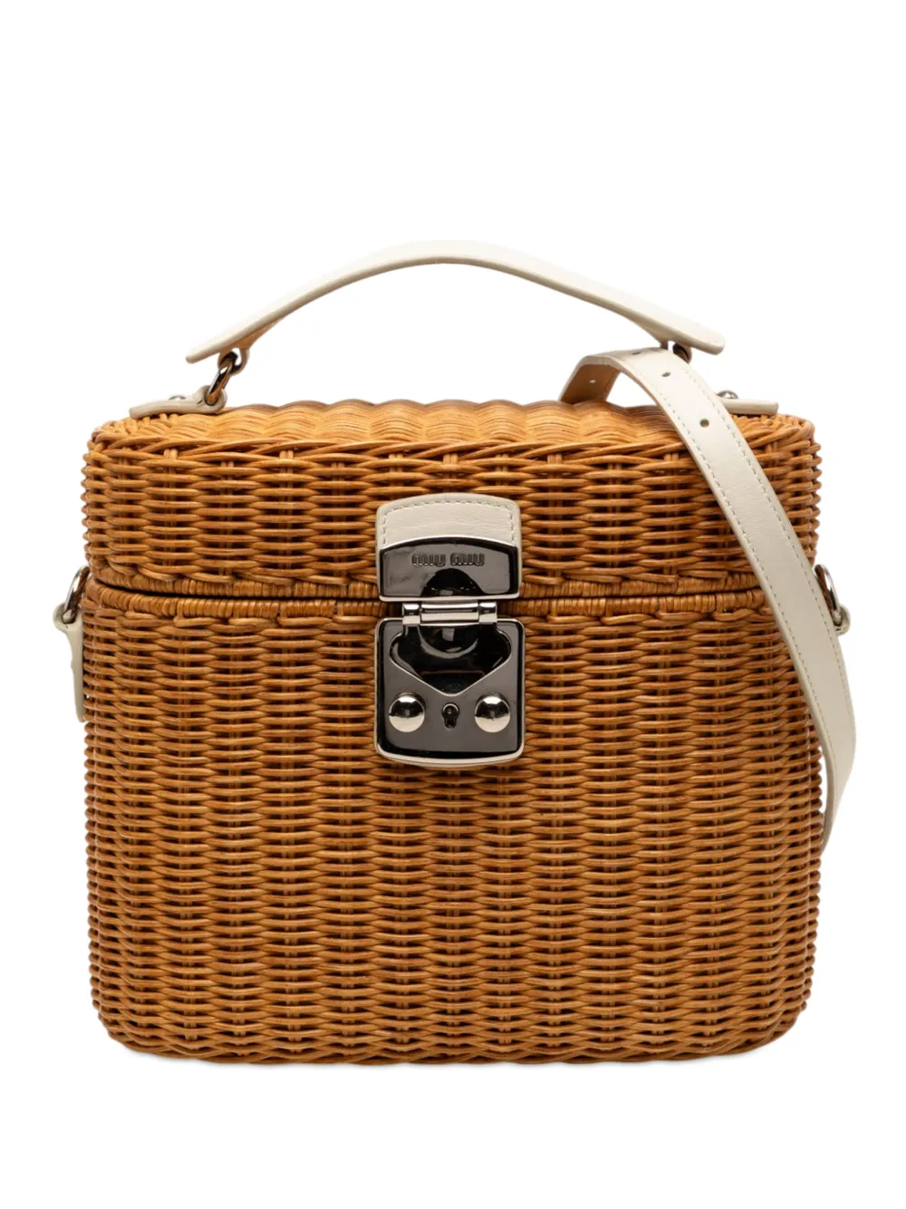 Miu Miu Pre-Owned 2010-2026 Wicker Top Handle Bag satchel - Marrone