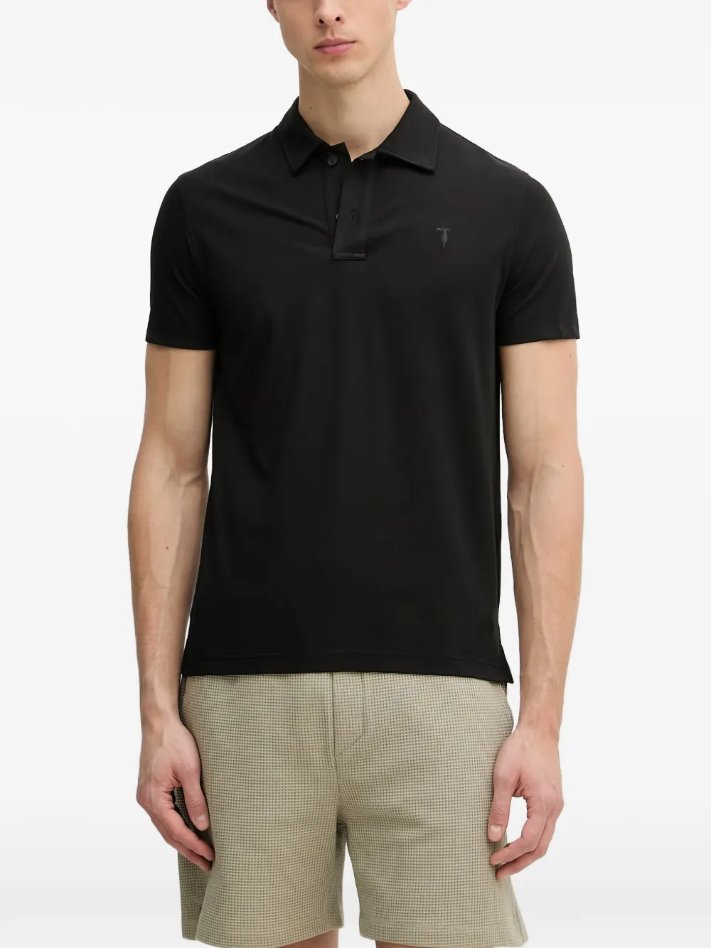Trussardi logo-embroidered piqué polo shirt - Nero