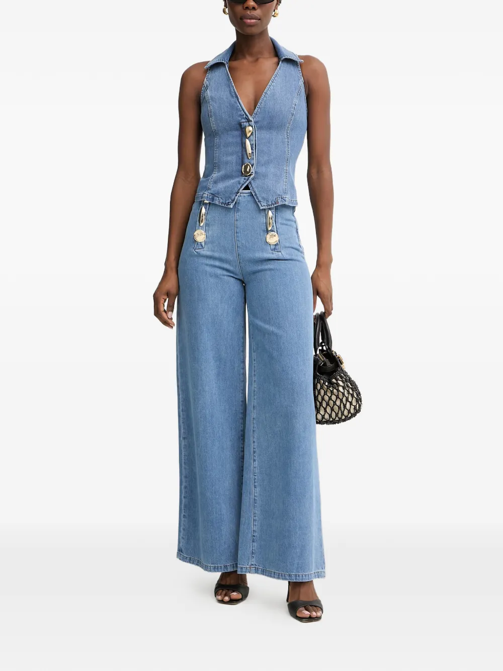 SIMONA CORSELLINI Jeans verfraaid met knopen Blauw