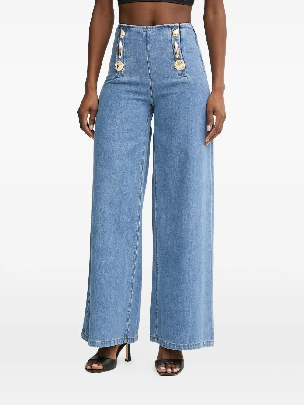 SIMONA CORSELLINI button-embellished jeans - Blu