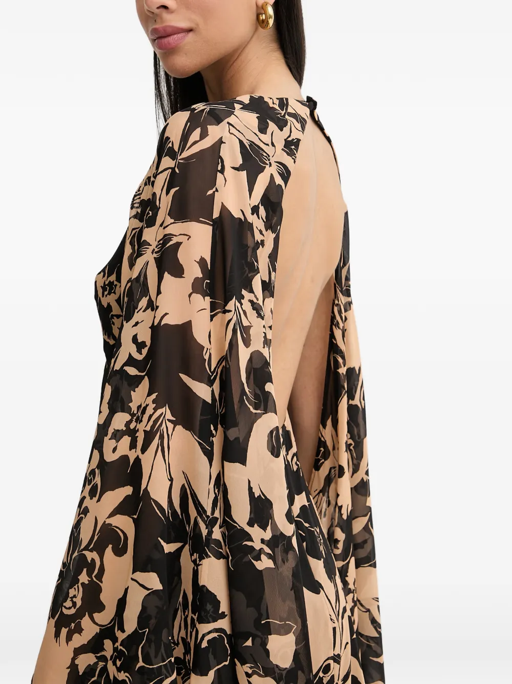 SIMONA CORSELLINI Jurk met bloemenprinten open rug Beige