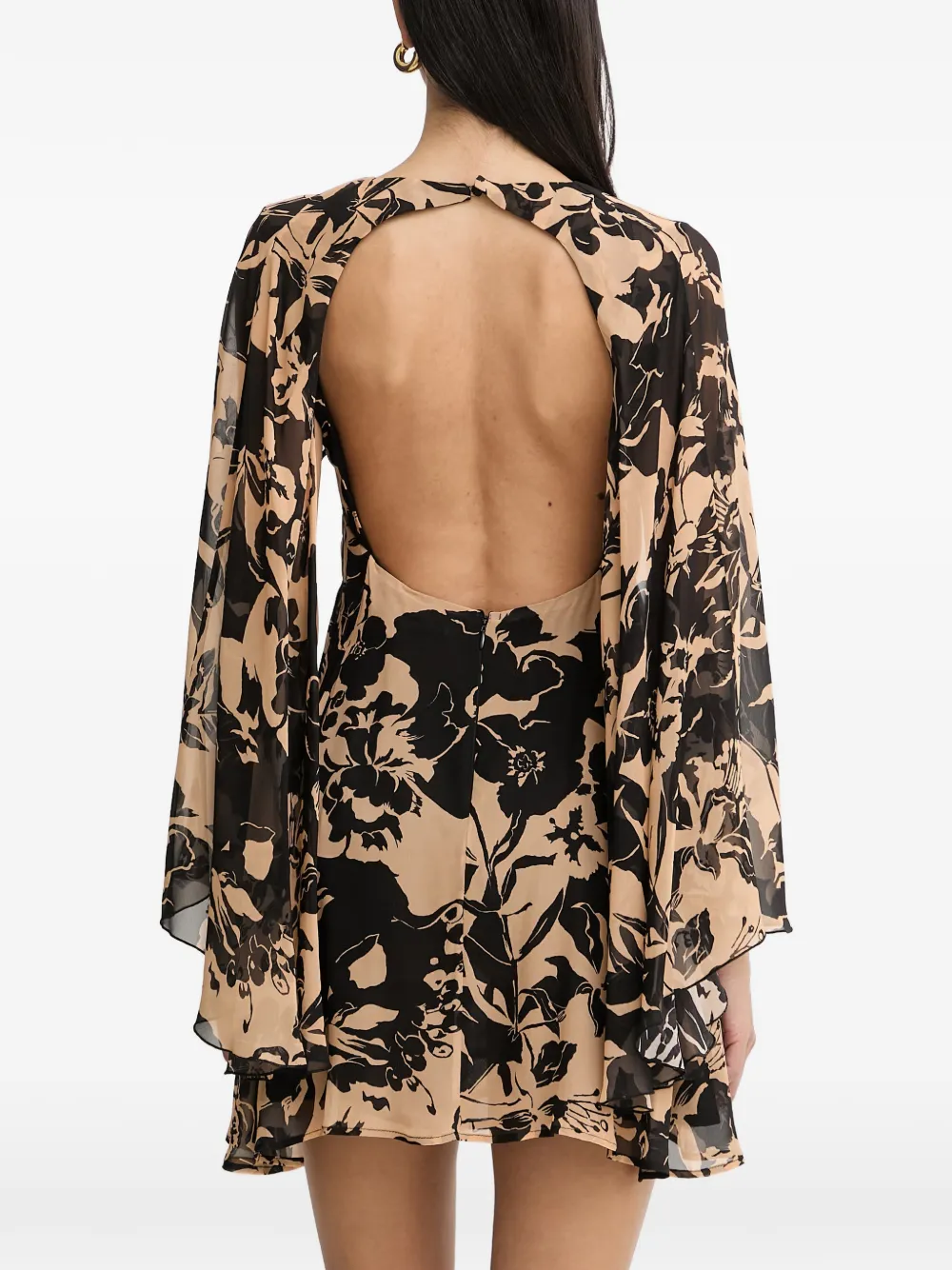 SIMONA CORSELLINI Jurk met bloemenprinten open rug Beige