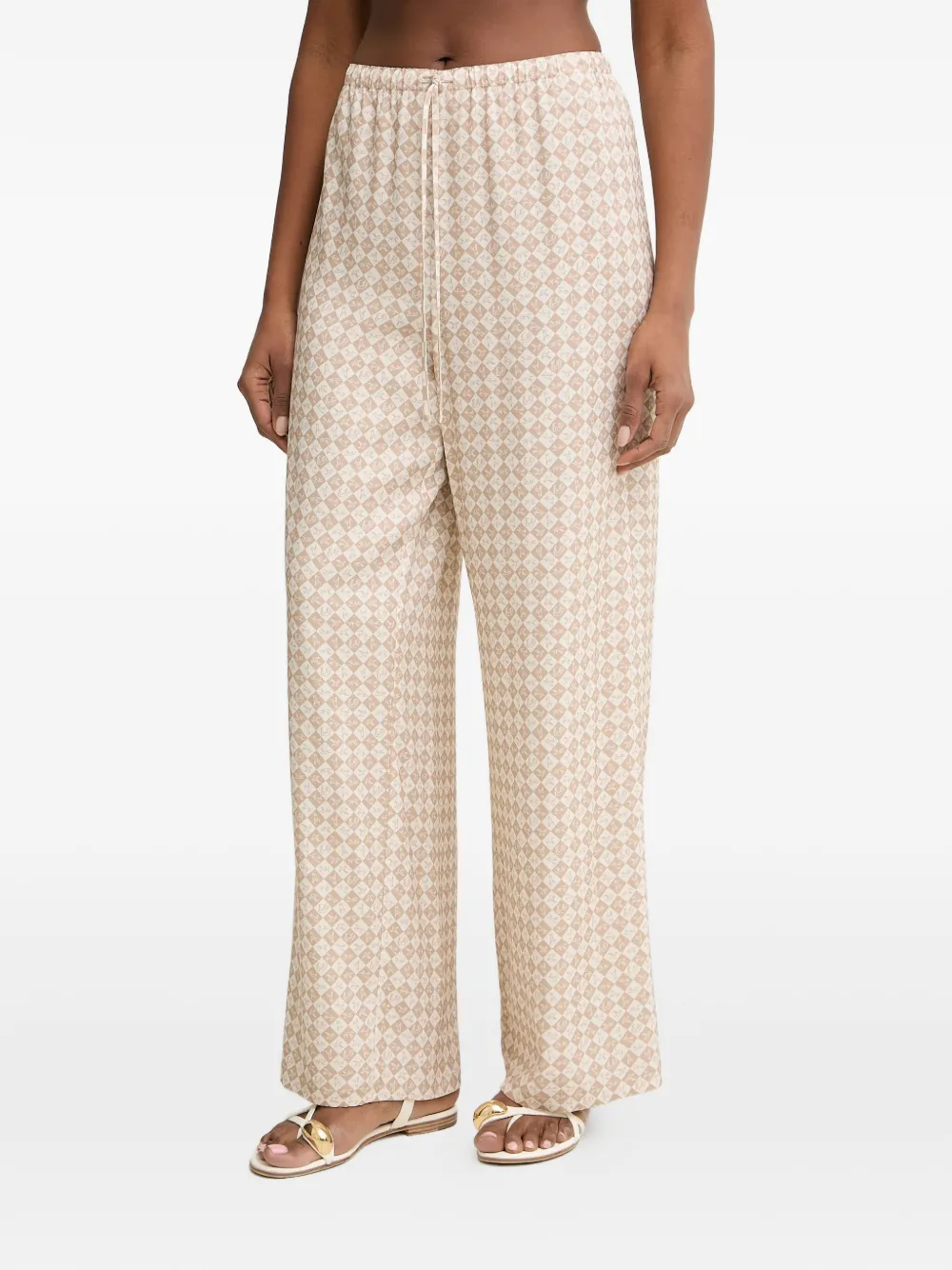 Trussardi check-pattern drawstring-waist trousers - Toni neutri