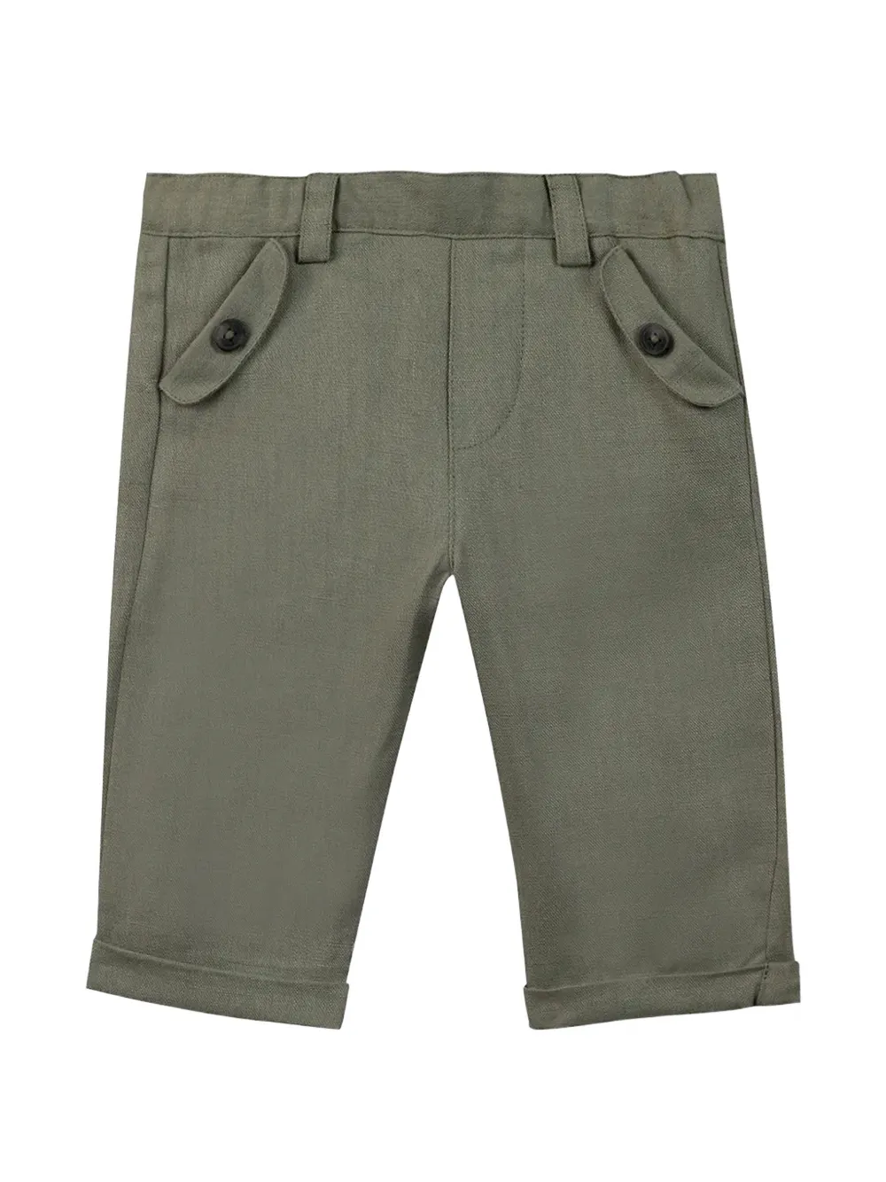 Tartine Et Chocolat Broek met omgeslagen pijpen en knoopdetail Groen