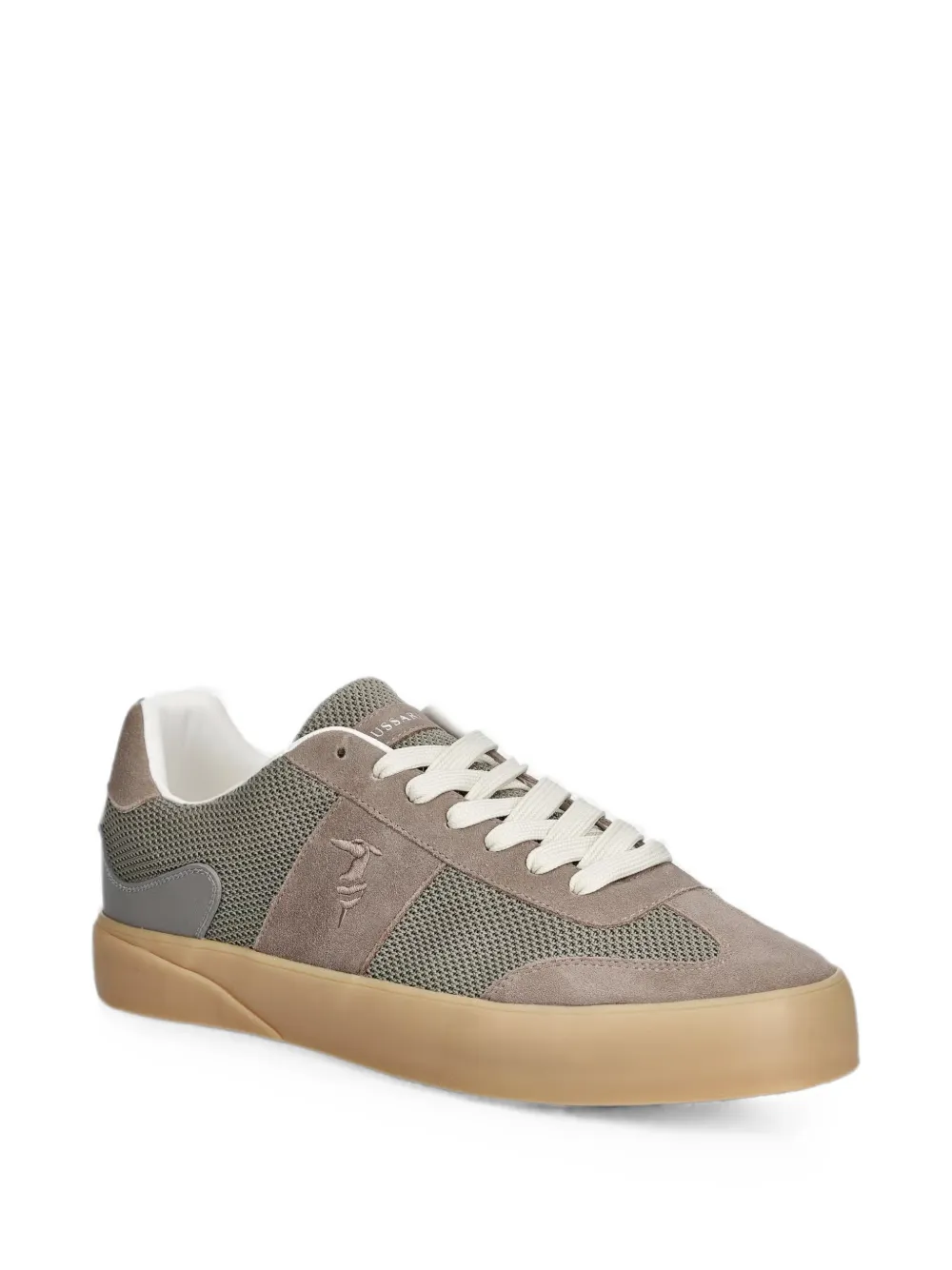 Trussardi suede-panelled mesh sneakers Grijs