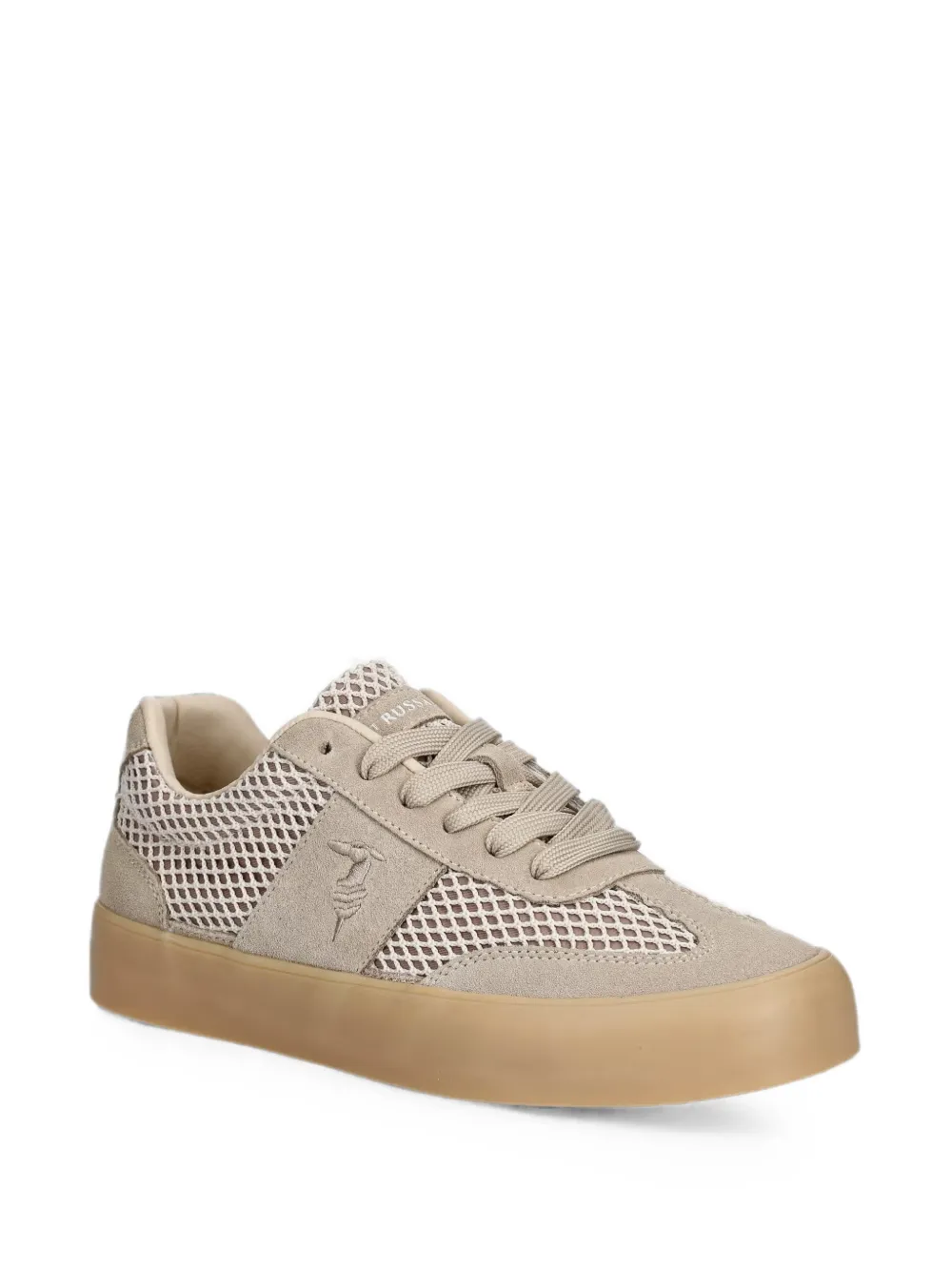 Trussardi mesh-panelled suede sneakers Beige