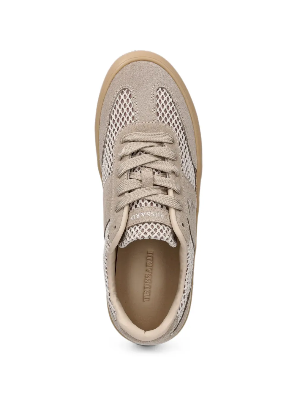 Trussardi mesh-panelled suede sneakers Beige