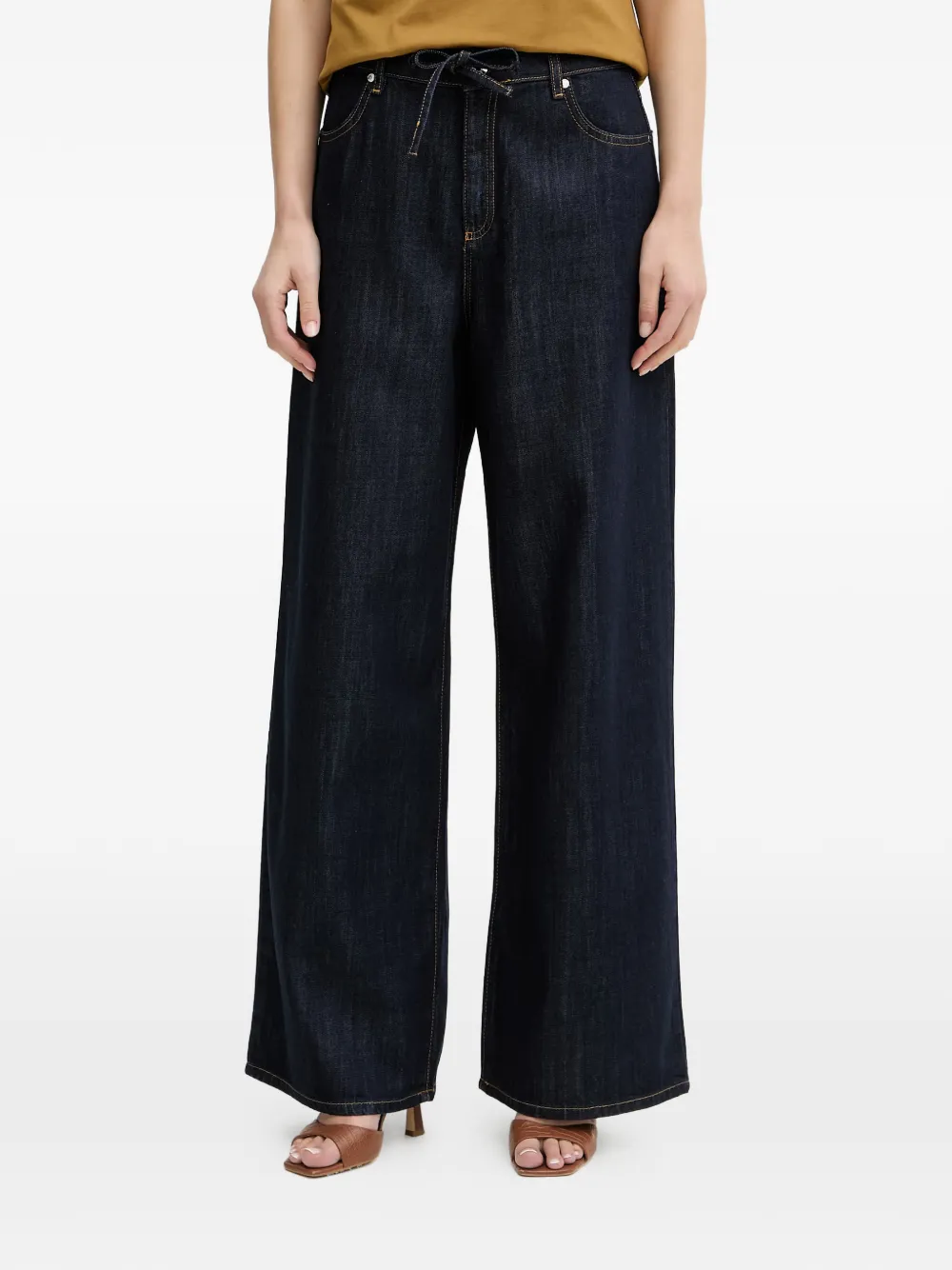 Trussardi drawstring wide-leg jeans - Blu