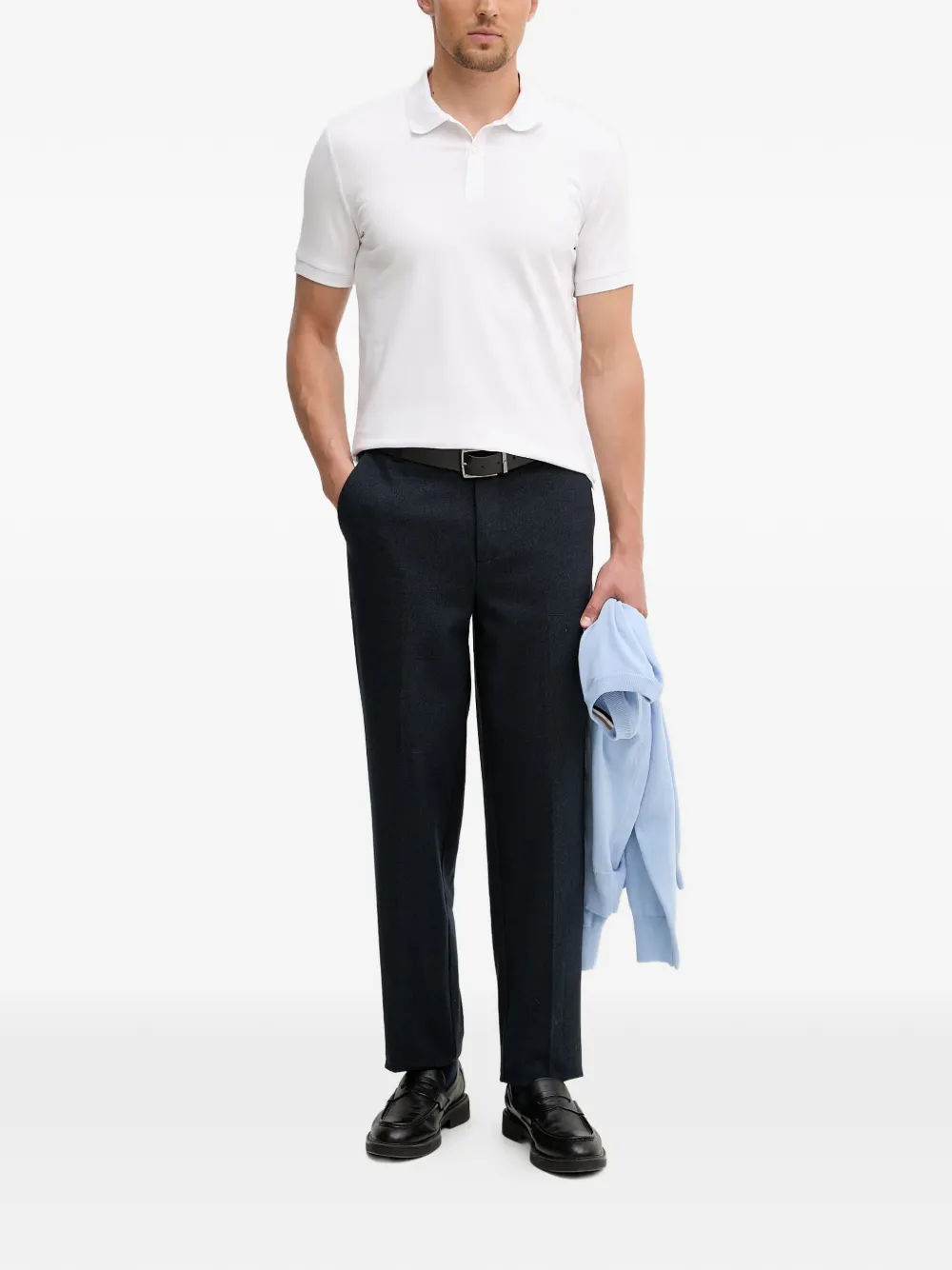 Trussardi logo-embroidered polo shirt - Bianco
