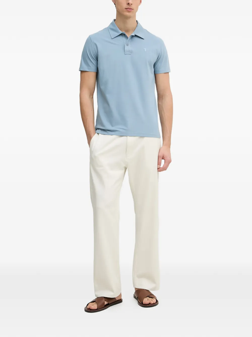 Trussardi logo-embroidered short-sleeve polo shirt - Blu