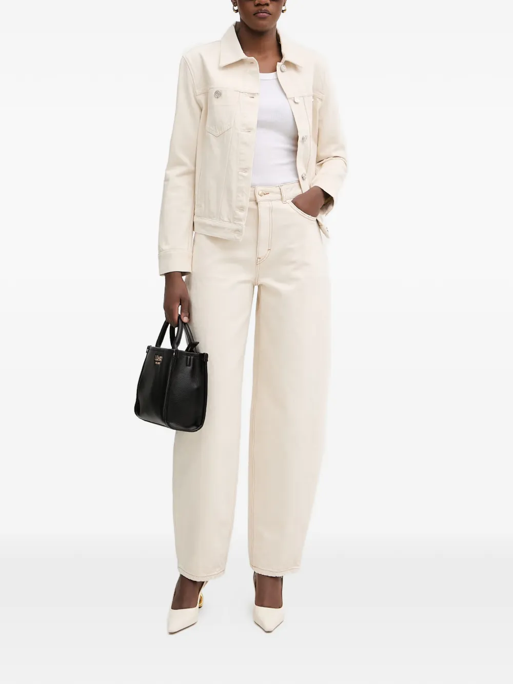 Trussardi Button-up denim jack Beige
