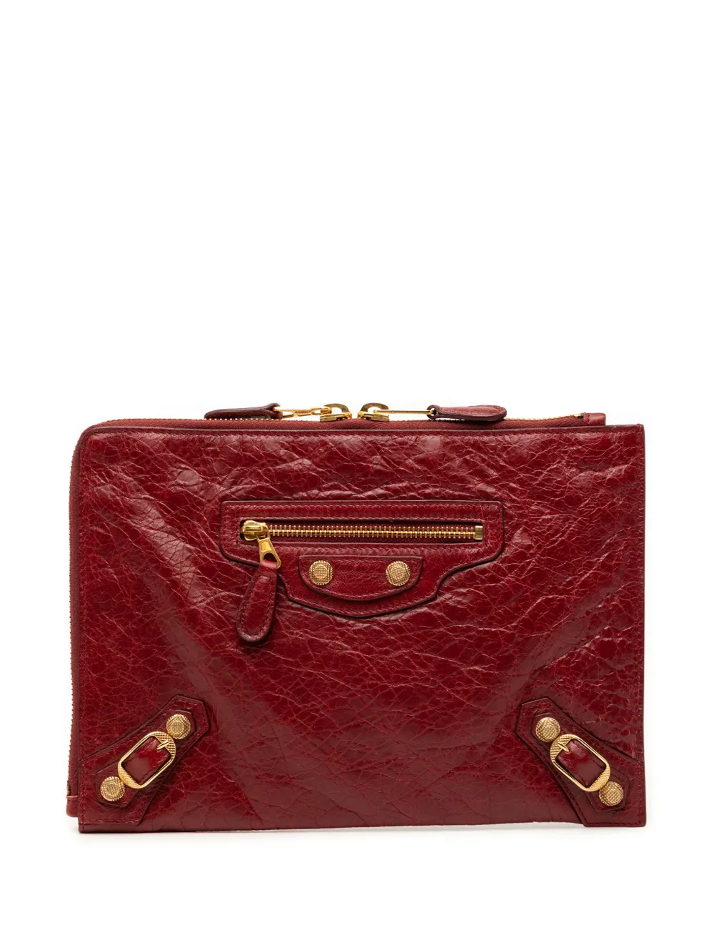 Balenciaga Pre-Owned 2015 Lambskin Motocross Giant 12 Zip Around Flat clutch bag - Rosso
