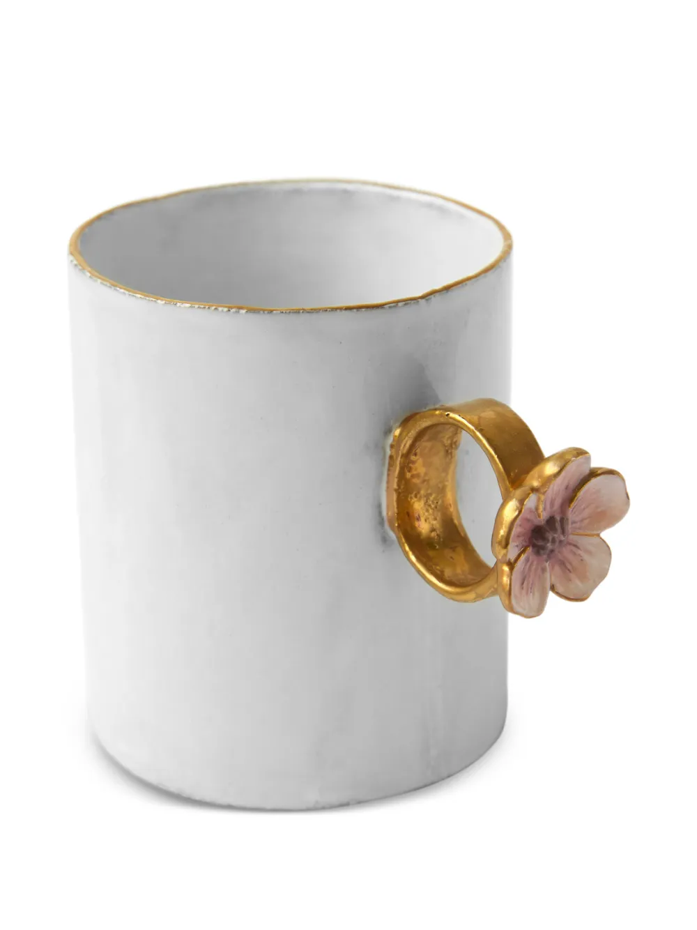 Astier De Villatte flower-detail ring-handle mug - Weiß