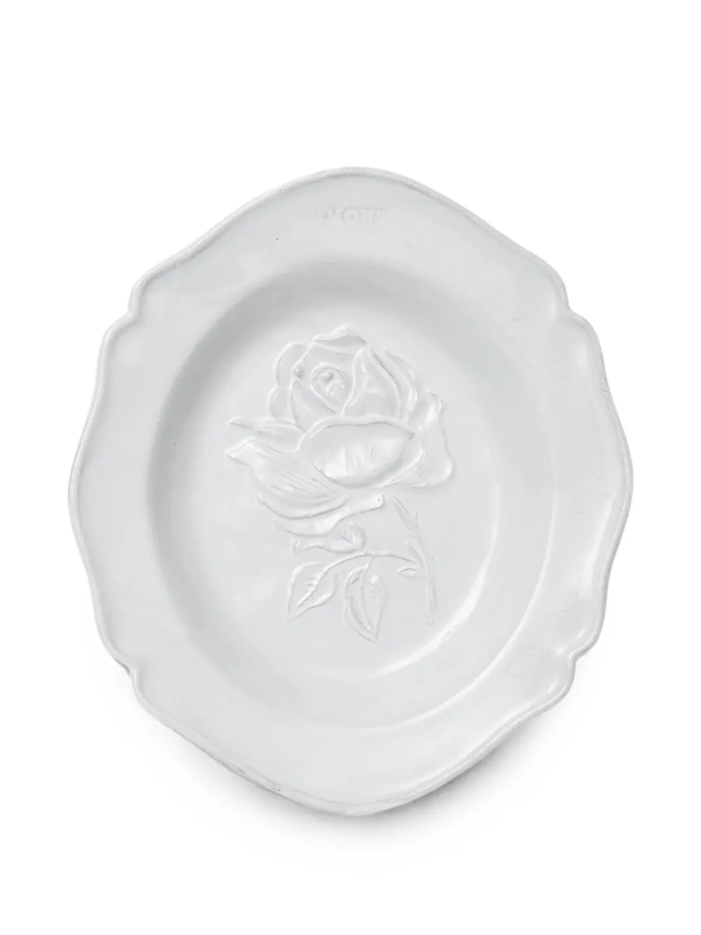 Astier De Villatte Fleurs rose-embossed soup plate - Bianco