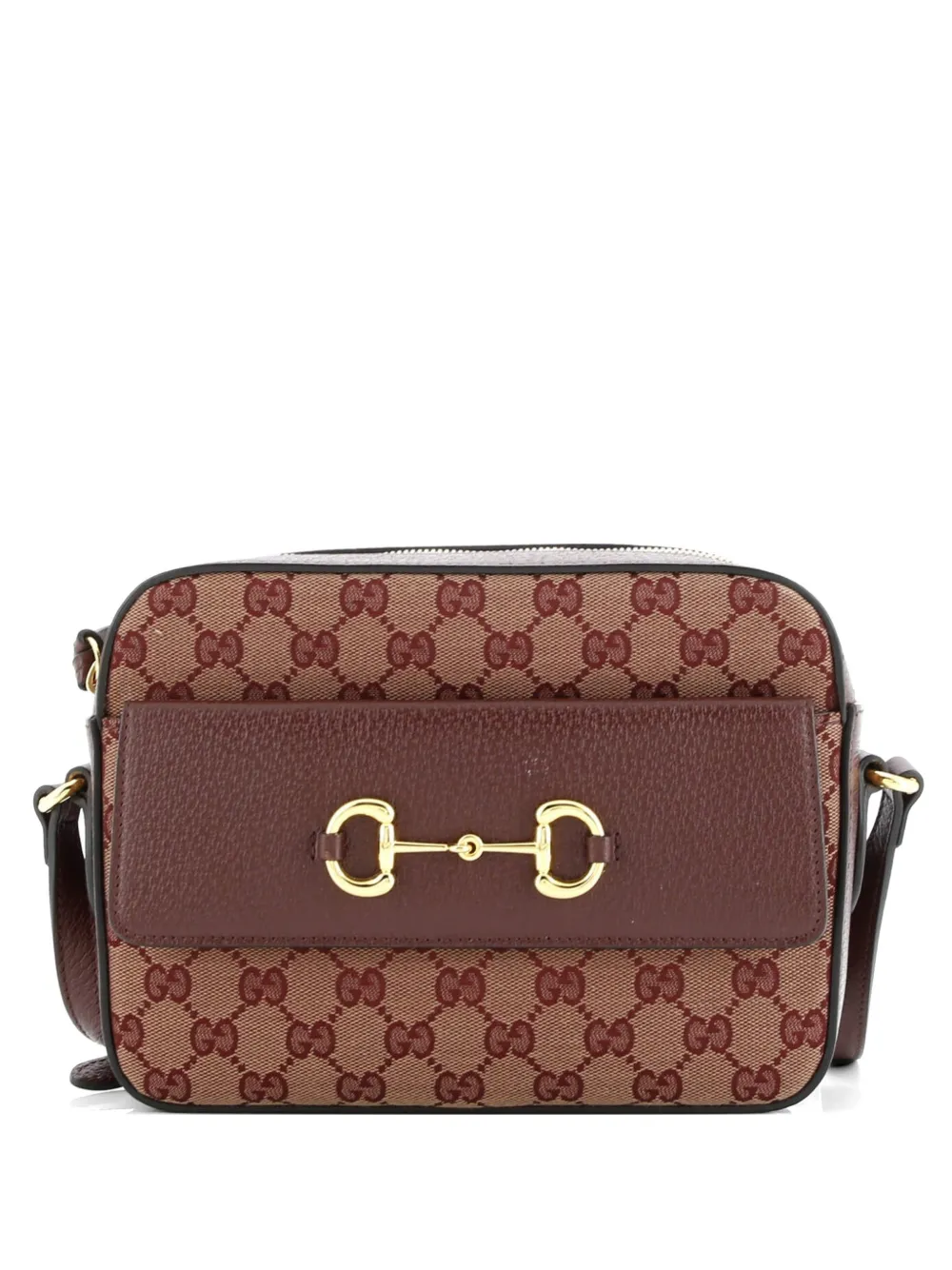 Gucci Pre-Owned Horsebit 1955 Flap Pocket Camera Bag GG Canvas and Leather Small crossbody bag - Rosso