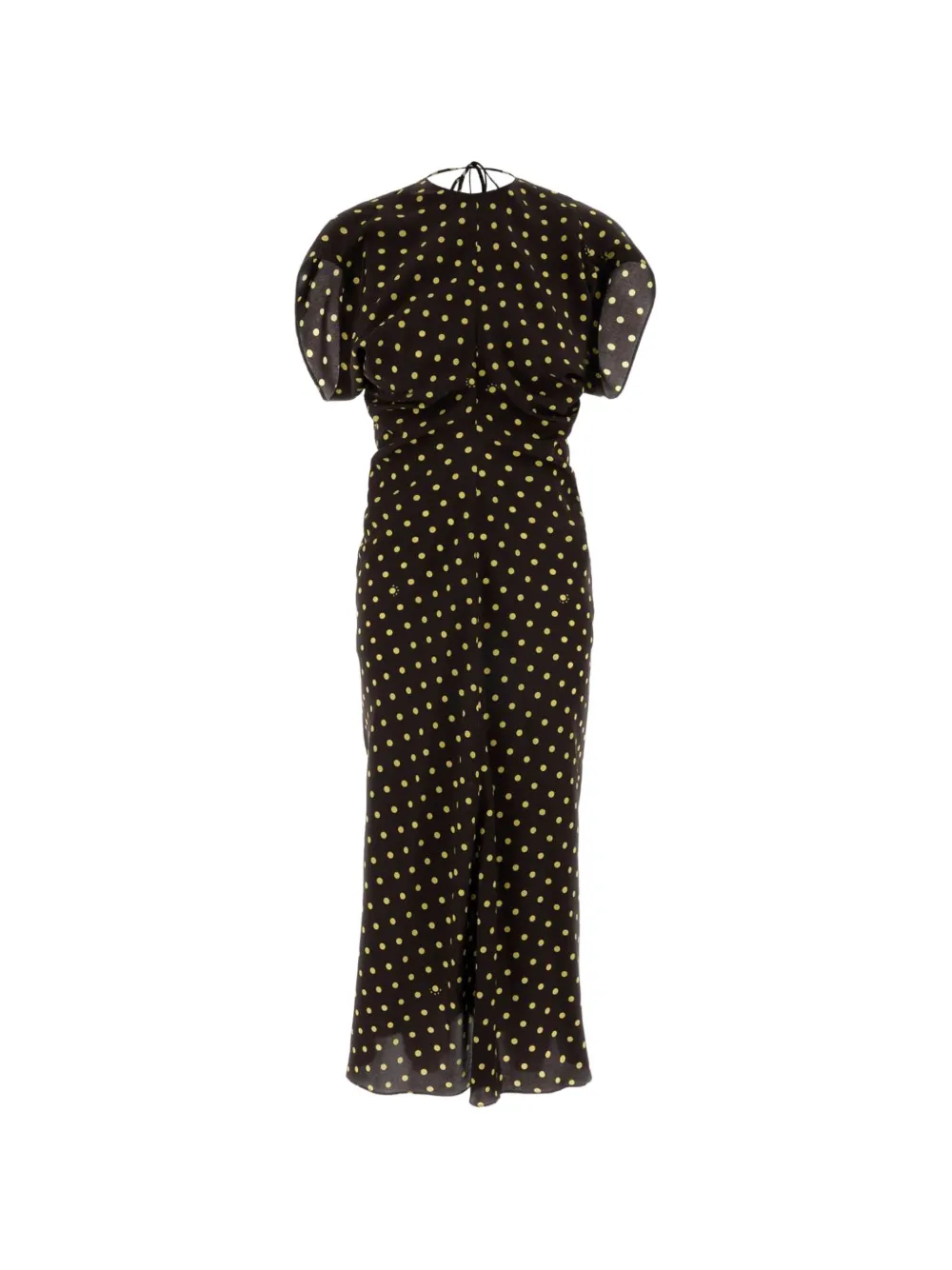 Marni polka-dot ruched midi dress - Marrone