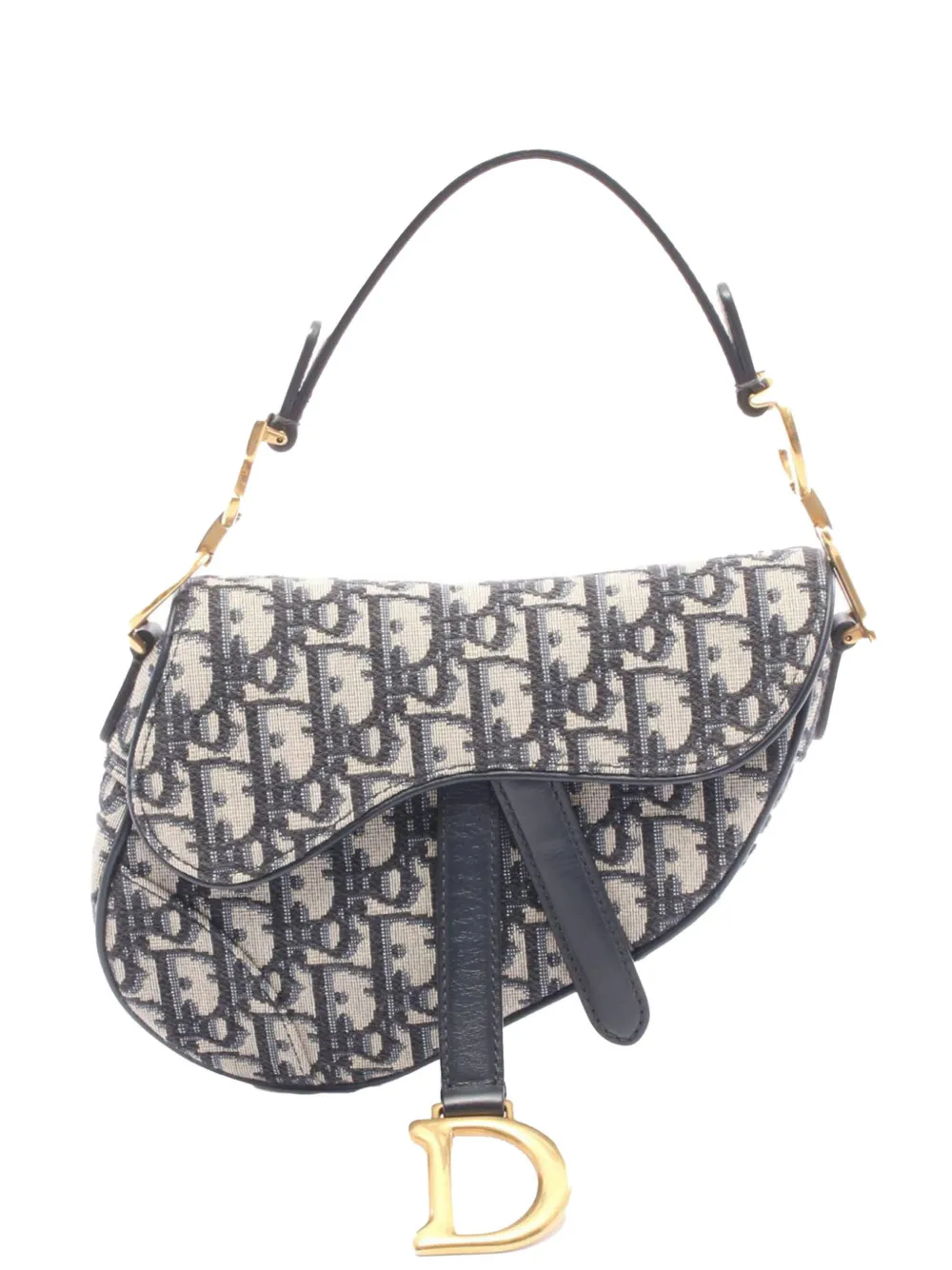Christian Dior Pre-Owned 2010-2026 Mini Oblique Canvas Saddle Bag satchel - Blau
