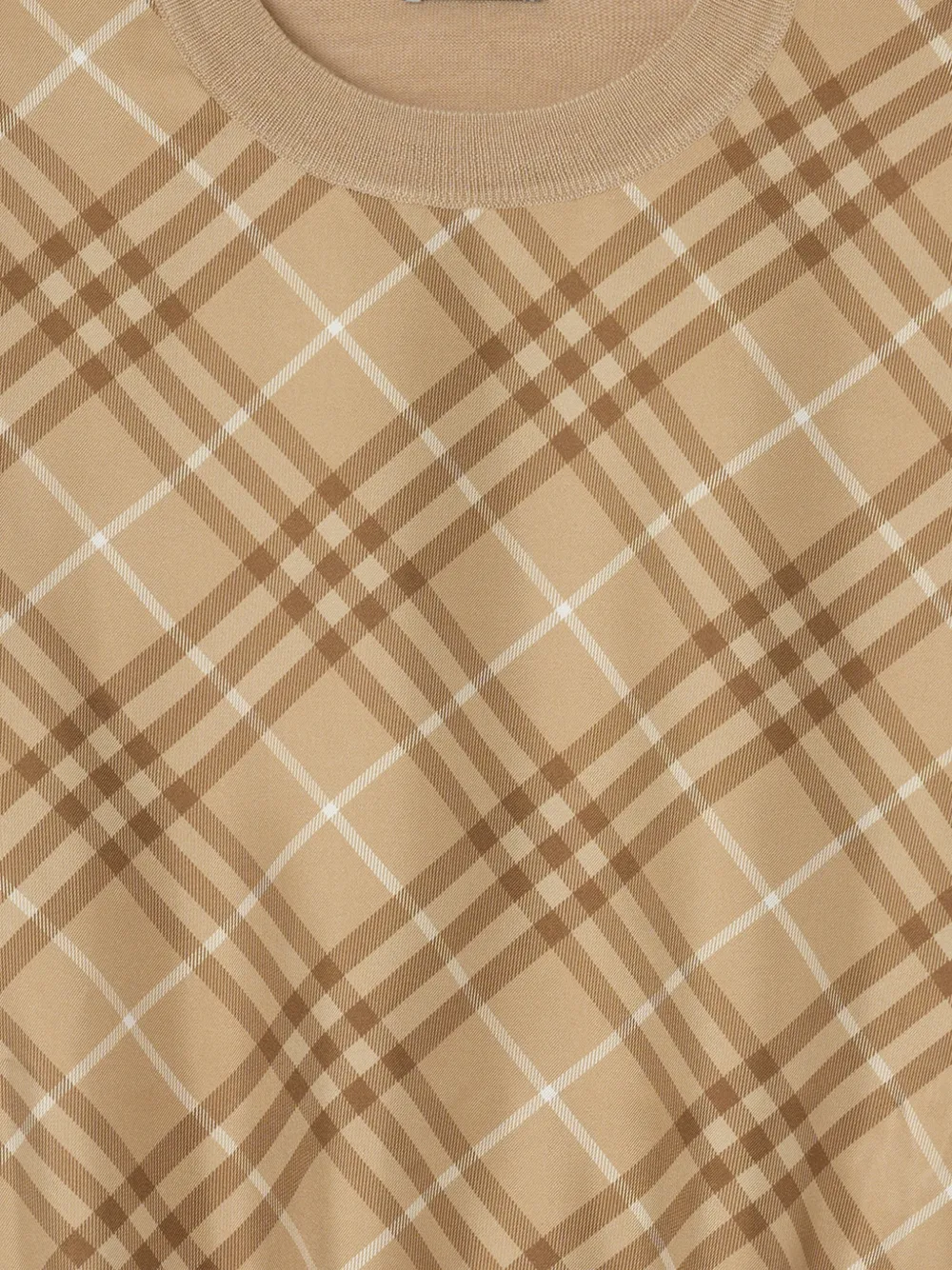 Burberry Zijden wollen T-shirt met geruit vlak Beige