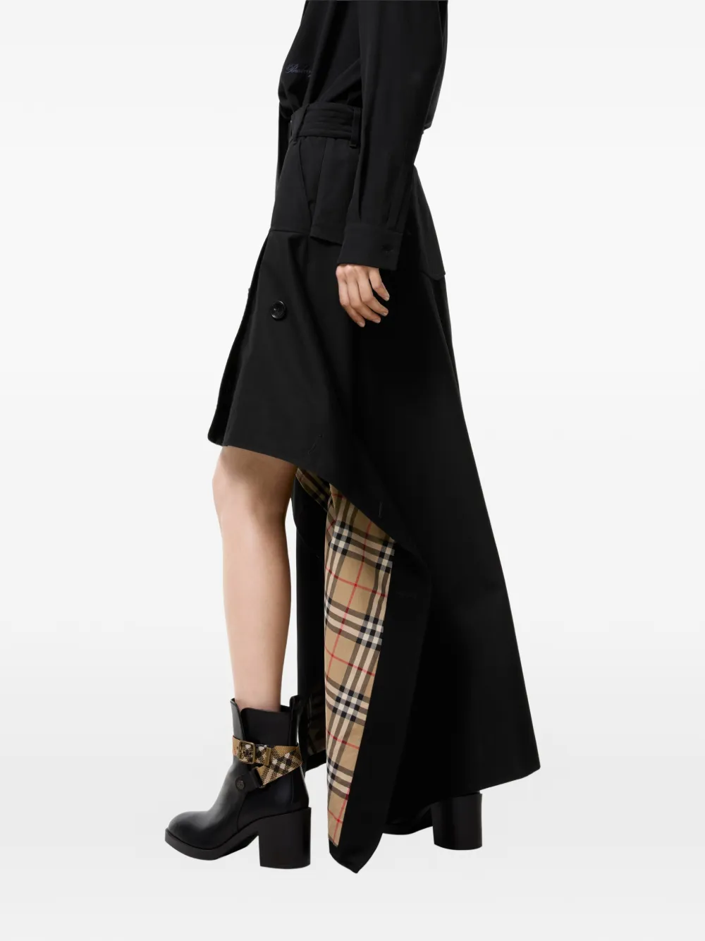 Burberry Gabardine asymmetrische rok Zwart