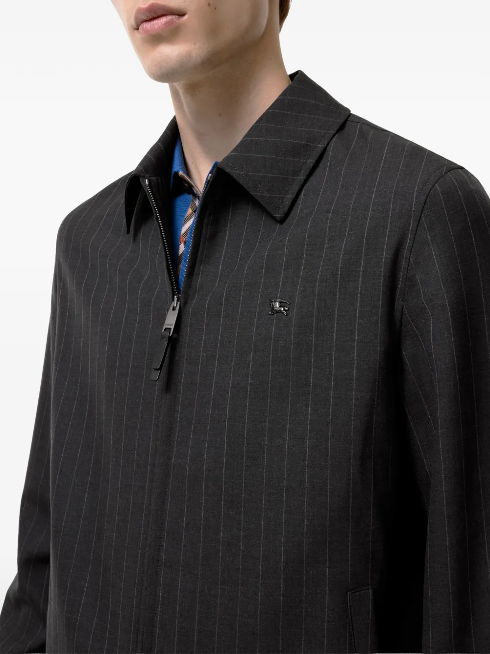 Burberry Bloomsbury harrington wollen jack met krijtstreep Grijs