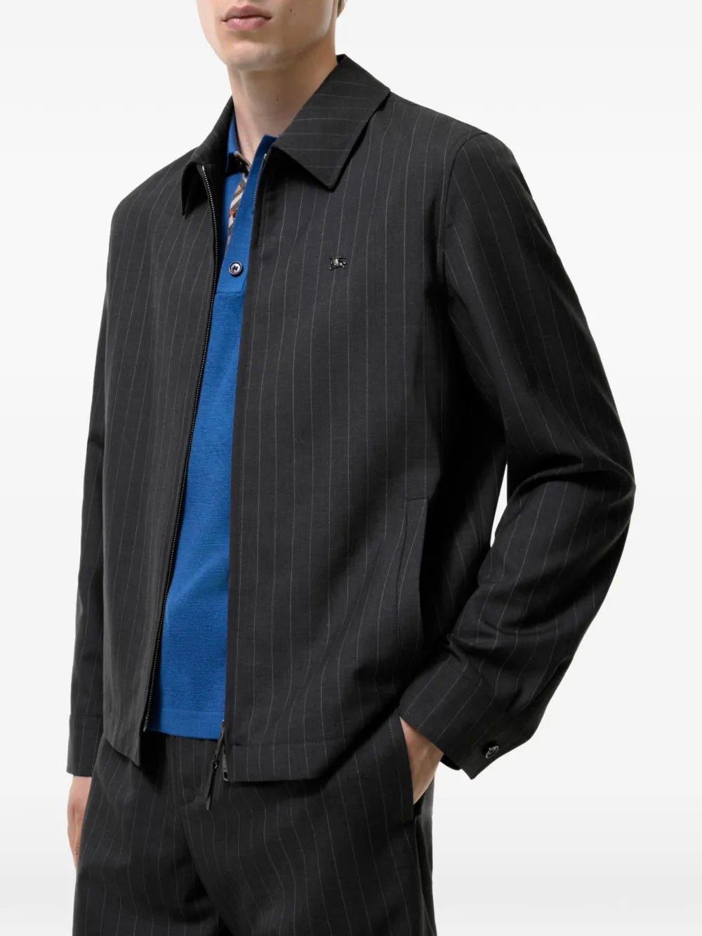 Burberry Bloomsbury harrington wollen jack met krijtstreep Grijs