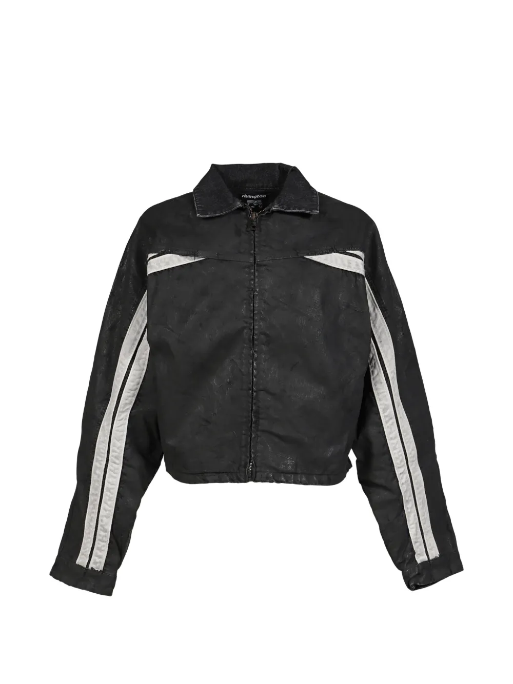 RRR123 Trappist Trucker side-stripe zip-up jacket - Schwarz
