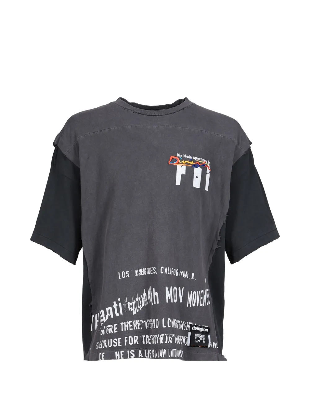 RRR123 Moda Apocrypha Quad Tee distressed layered-effect T-shirt - Nero