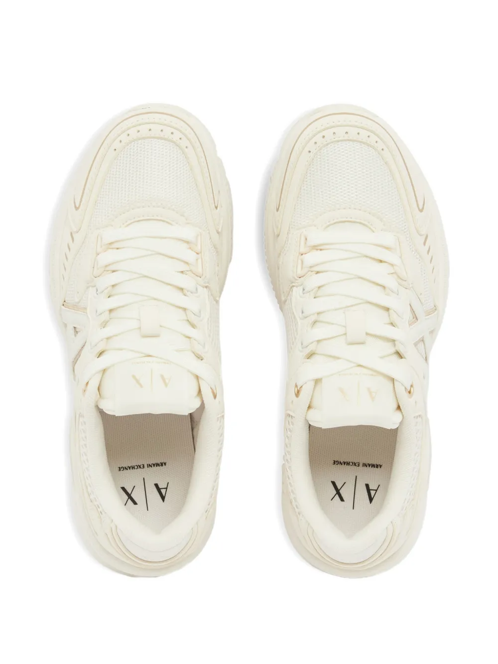 Armani Exchange logo-patch panelled sneakers Wit