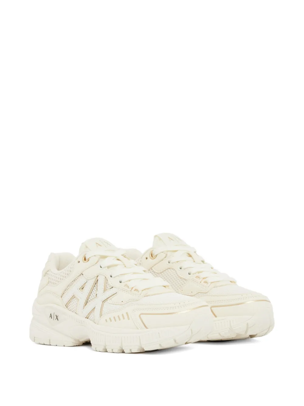 Armani Exchange logo-patch panelled sneakers Wit