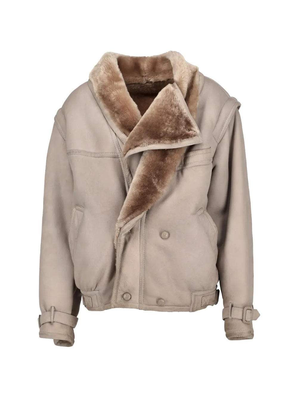 Valentino Pre-Owned double-breasted shearling jacket - Toni neutri