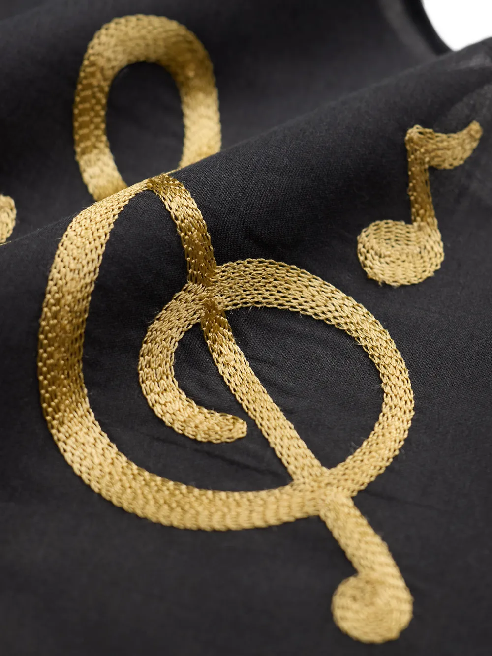 Ralph Lauren RRL Stropdas met geborduurde muzieknoot Zwart
