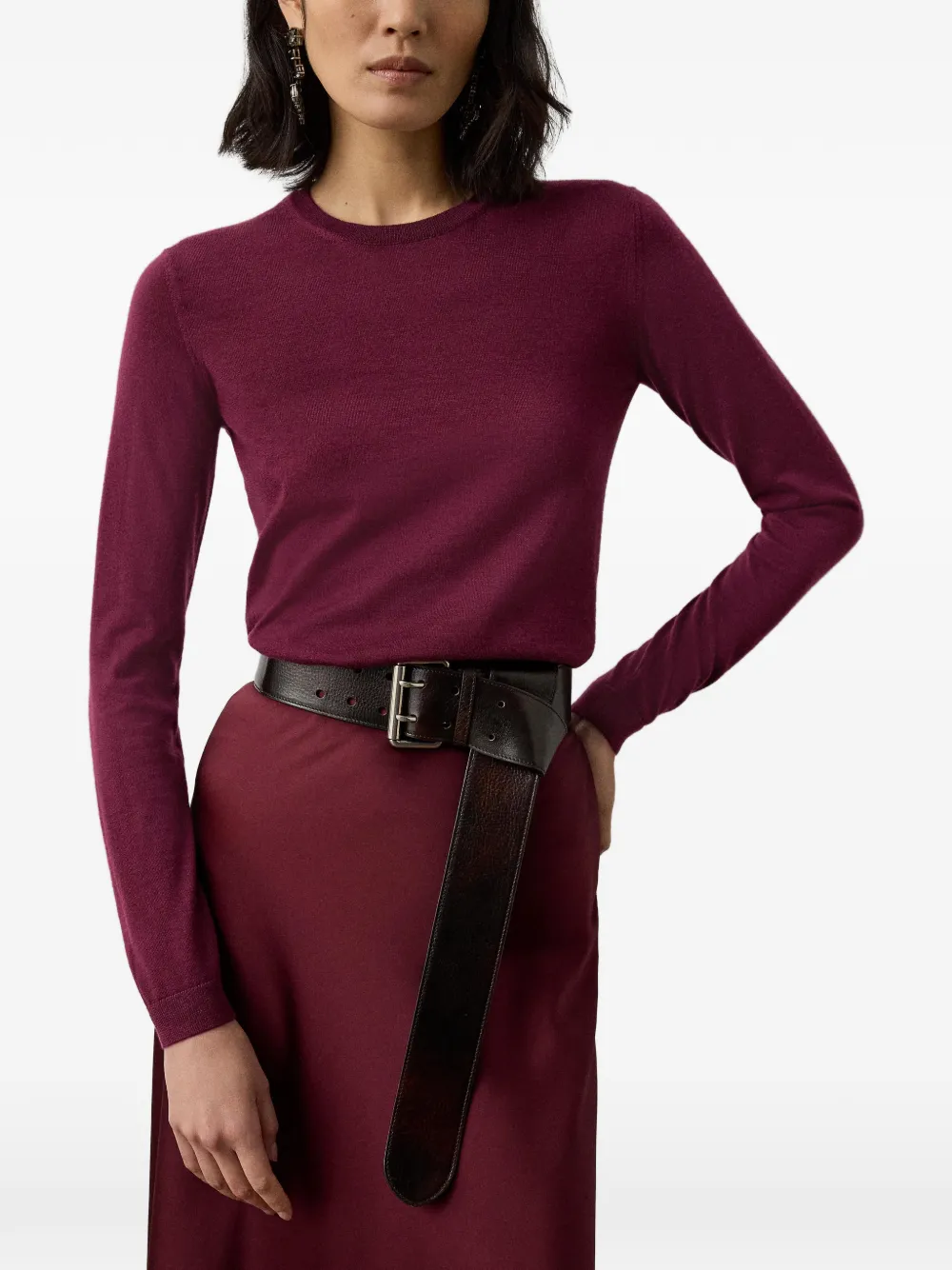 Ralph Lauren Collection Cashmere Crew-neck Sweater in Red, view 3