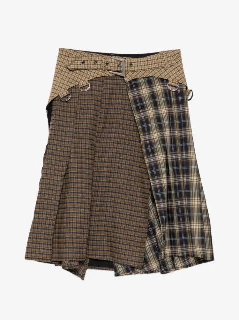 Andersson Bell check combo belted skirt