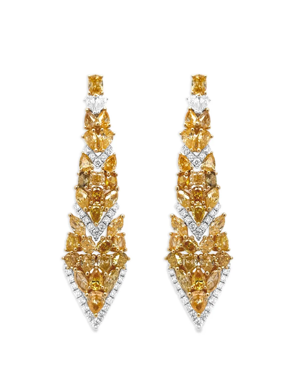 HYT Jewelry geometric diamond drop earrings - Argento