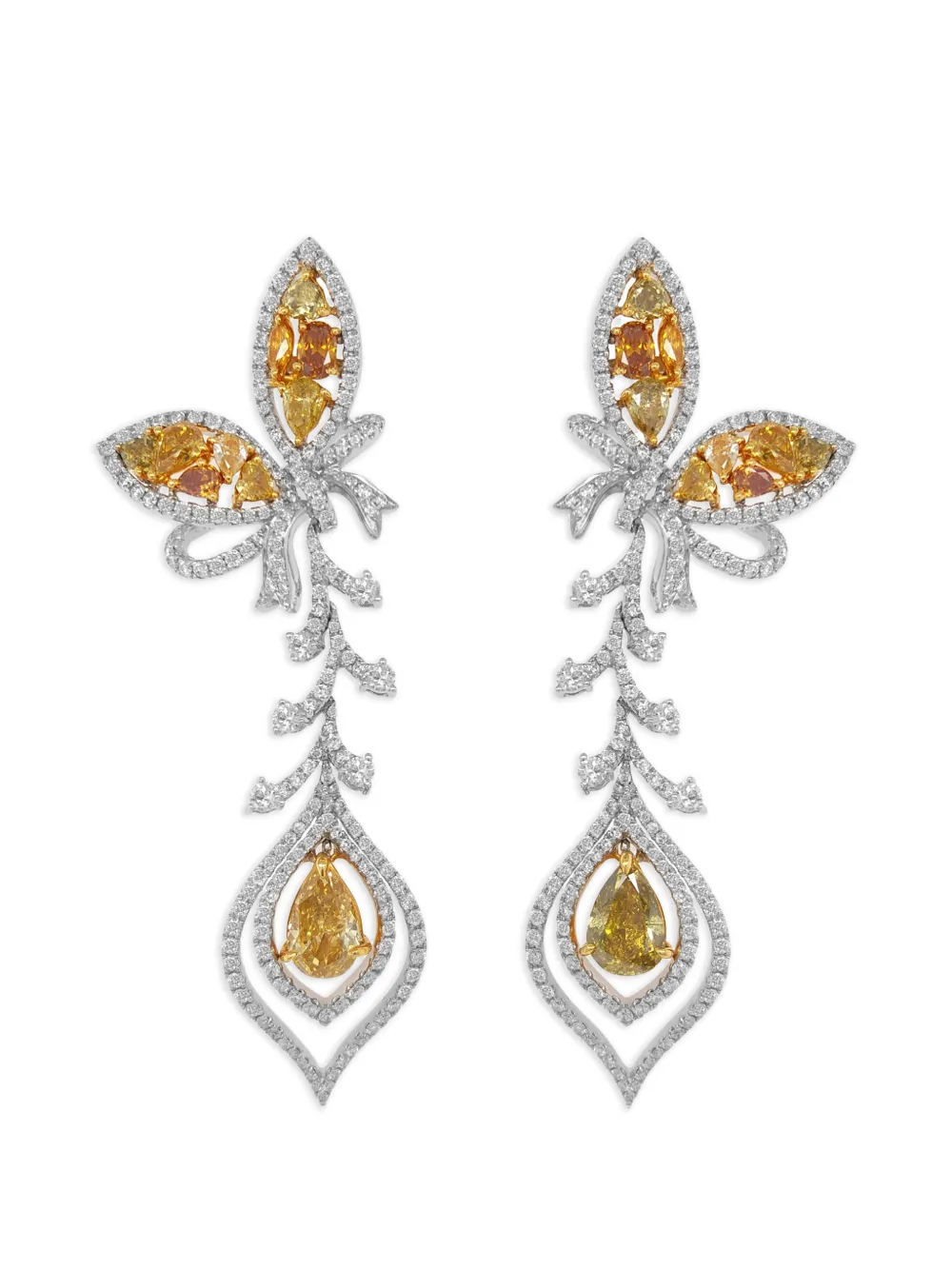 HYT Jewelry butterfly diamond drop earrings - Argento