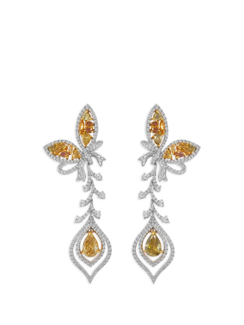 HYT Jewelry butterfly diamond drop earrings - Argento