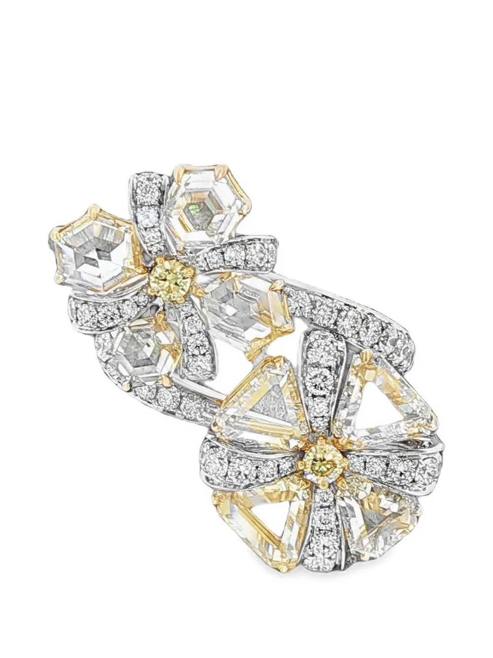 HYT Jewelry floral diamond ring - Argento