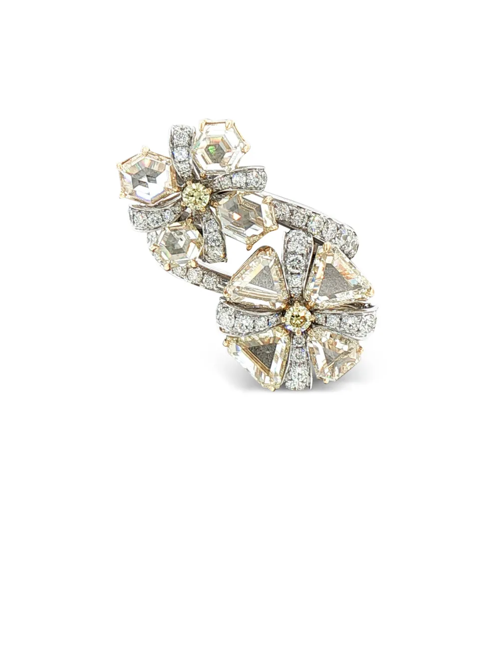 HYT Jewelry floral diamond ring - Argento