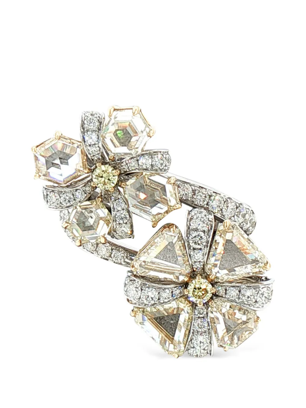 HYT Jewelry floral diamond ring - Argento