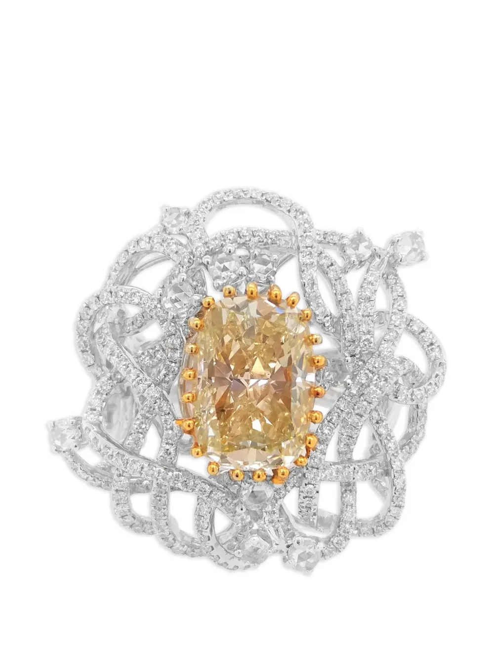 HYT Jewelry floral diamond ring - Argento
