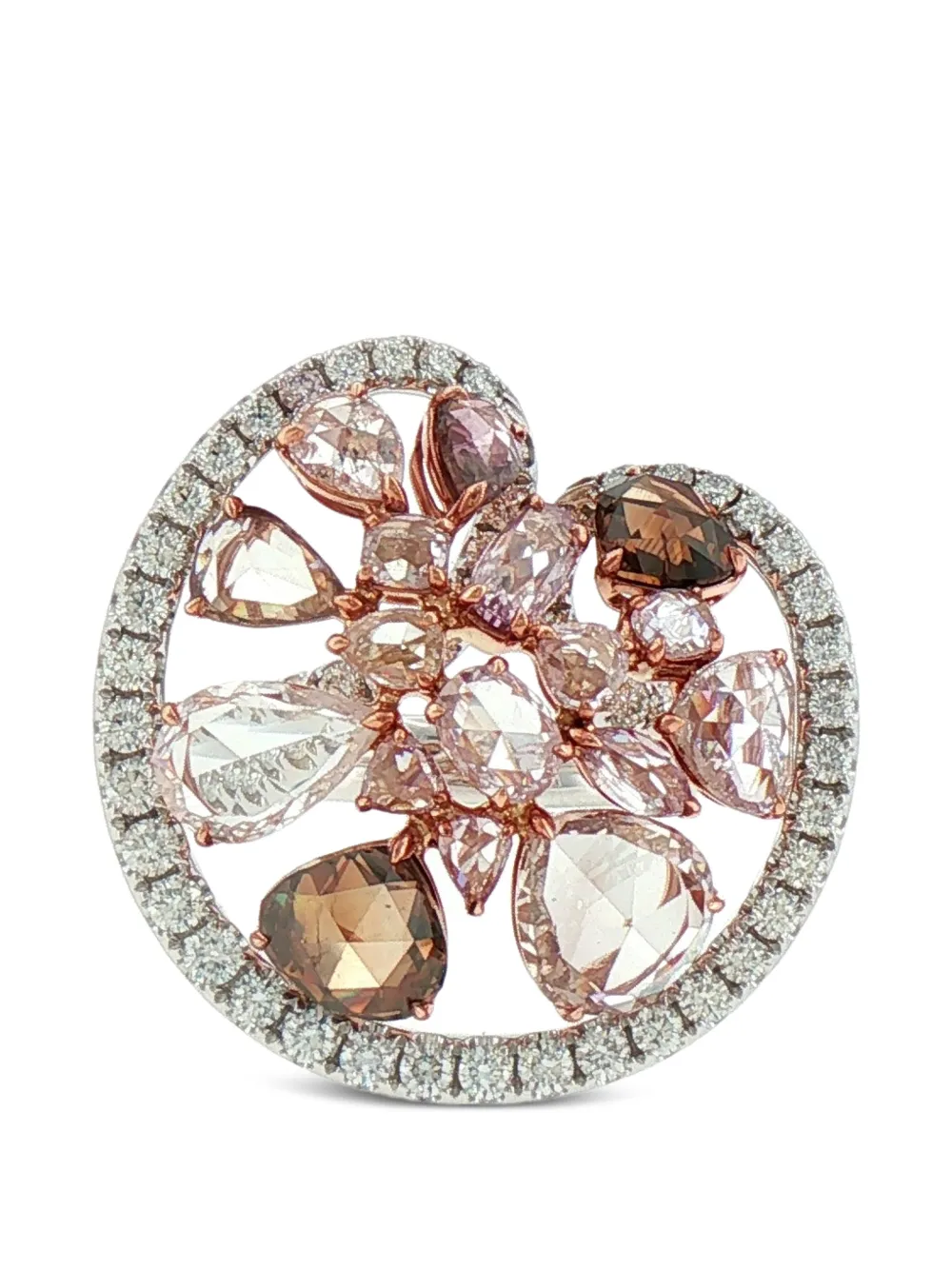HYT Jewelry floral diamond ring - Argento