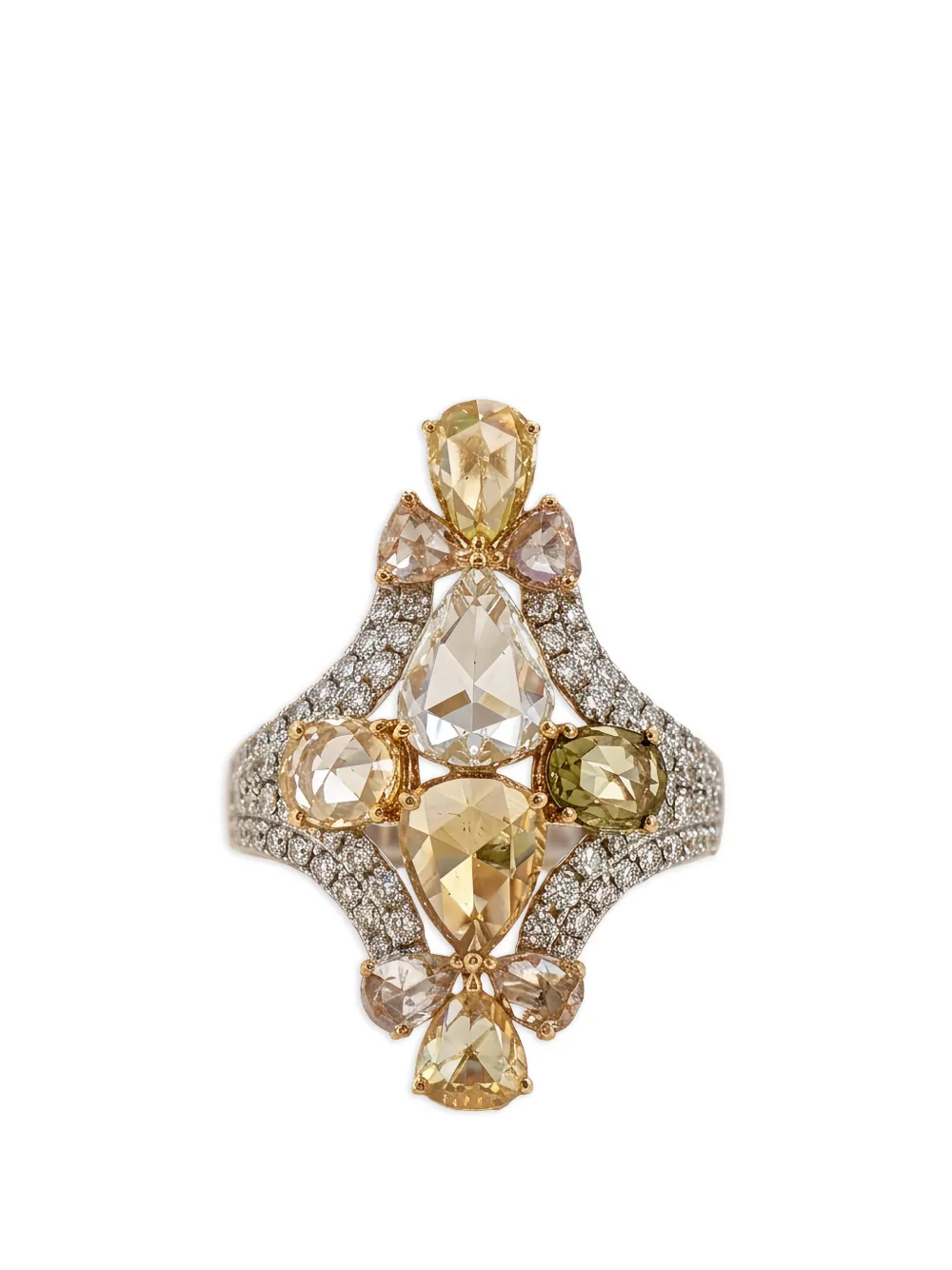 HYT Jewelry floral diamond ring - Argento