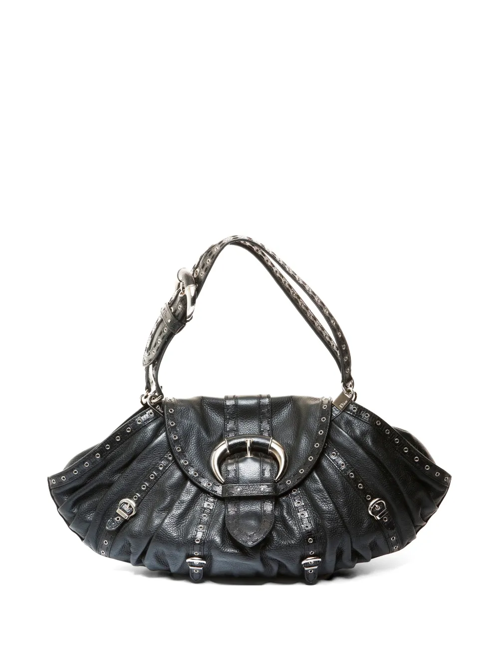 Christian Dior Pre-Owned 2005 buckled eyelet shoulder bag - Black