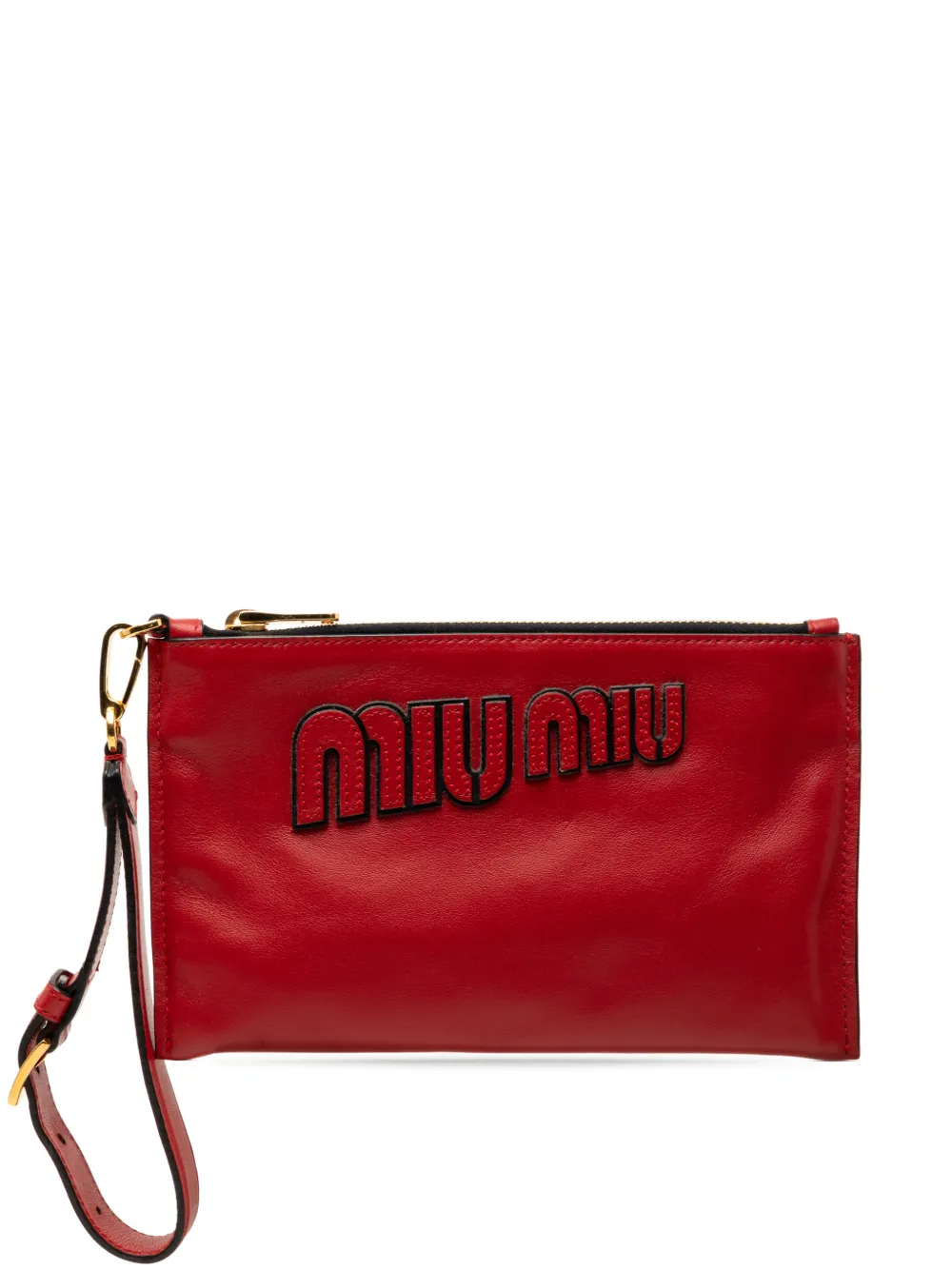 Miu Miu Pre-Owned 2010-2026 Soft Calf Logo clutch bag - Rosso