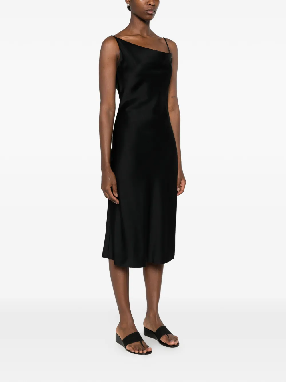 Stella McCartney Asymmetrische midi-jurk met col Zwart