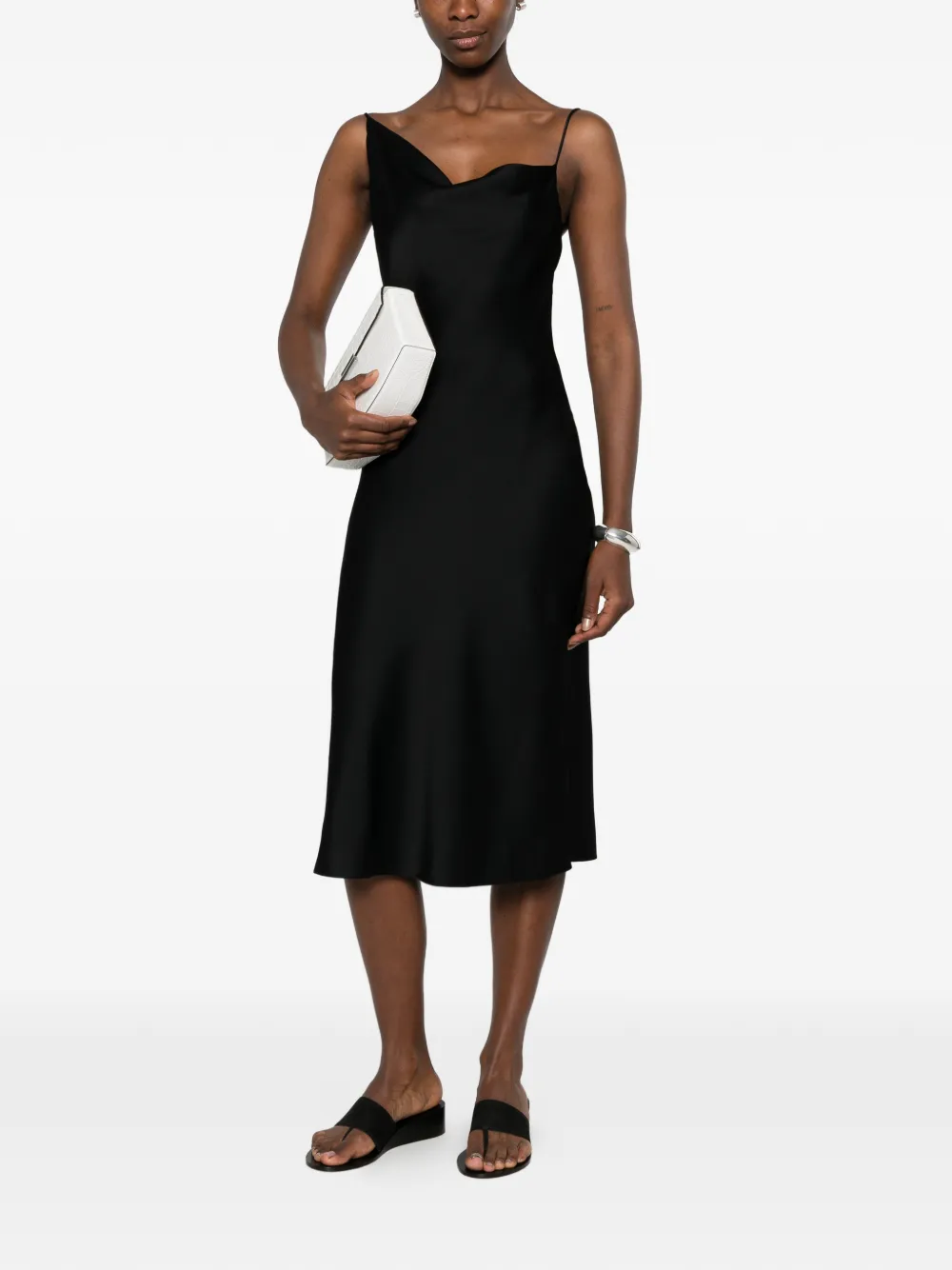 Stella McCartney Asymmetrische midi-jurk met col Zwart