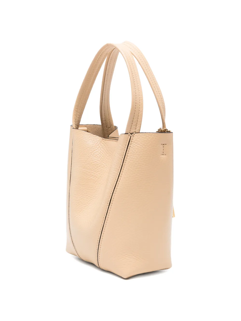 Chloé Kleine leren shopper met ringdetail Beige