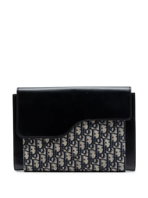 Christian Dior Pre-Owned 2021 Oblique Canvas and Leather Saddle Flap Portfolio Pouch clutch bag