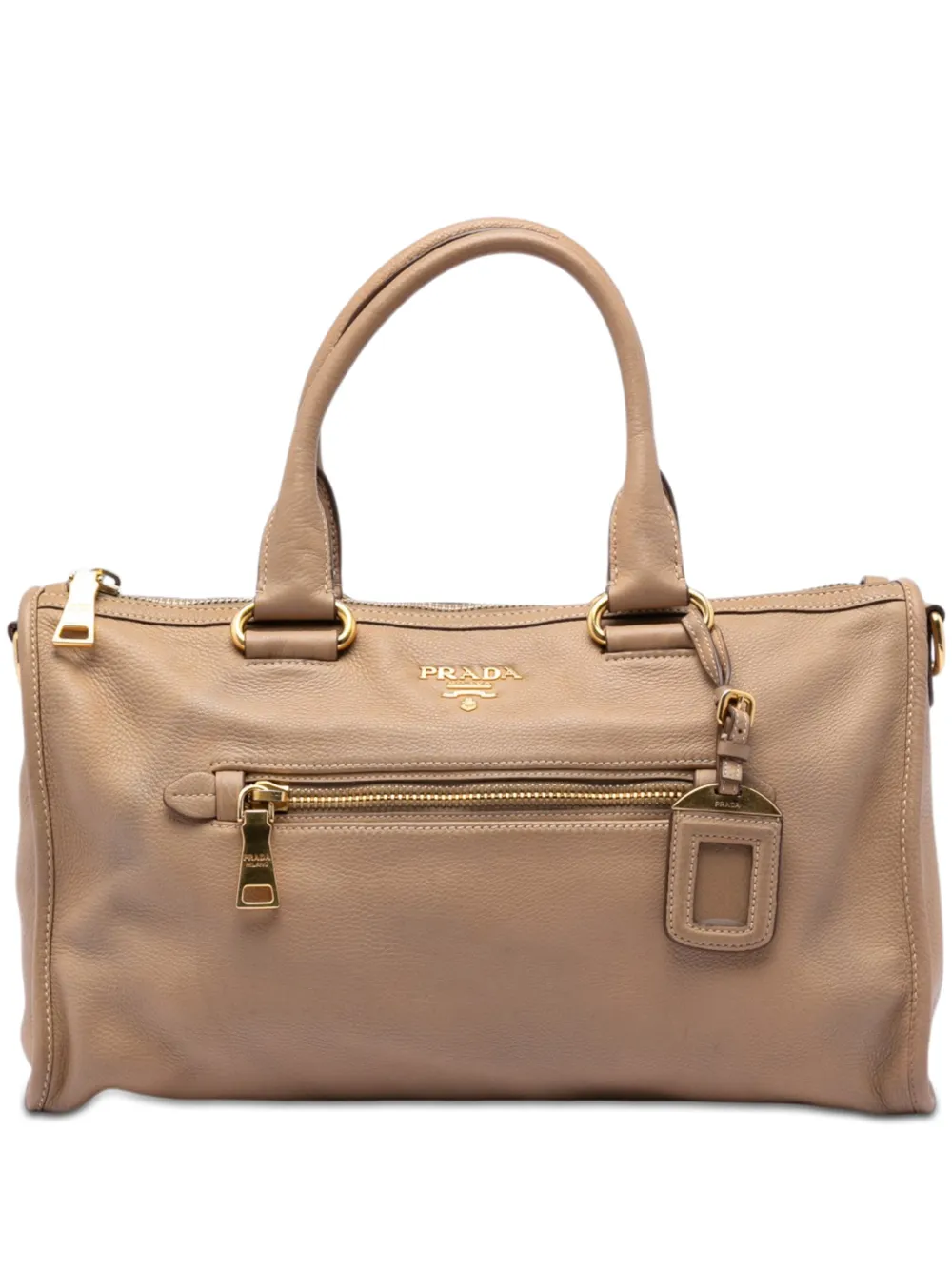 Prada Pre-Owned 2010-2026 Vitello Daino Zip Top satchel - Braun