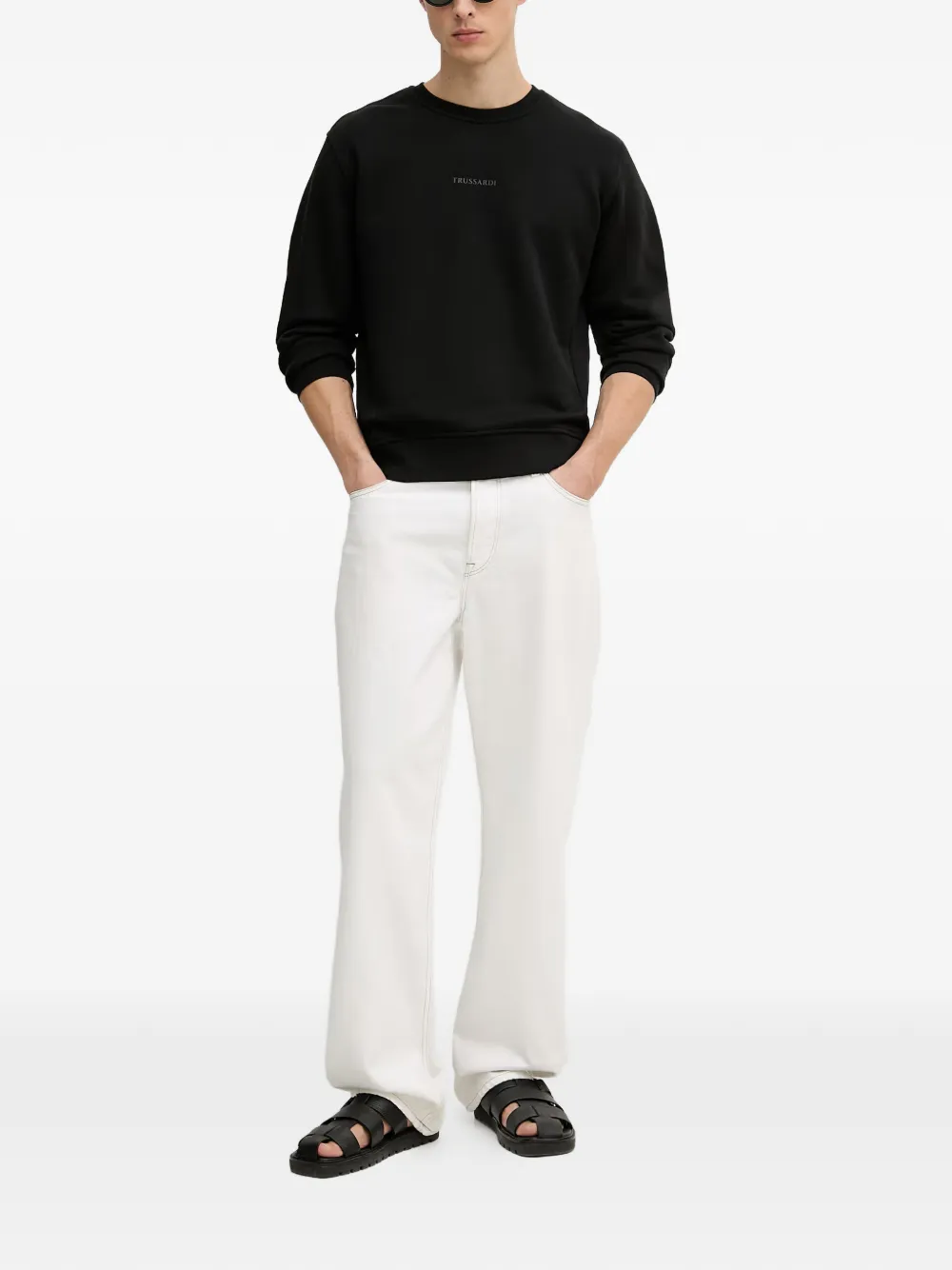 Trussardi logo-print crew-neck sweater - Nero